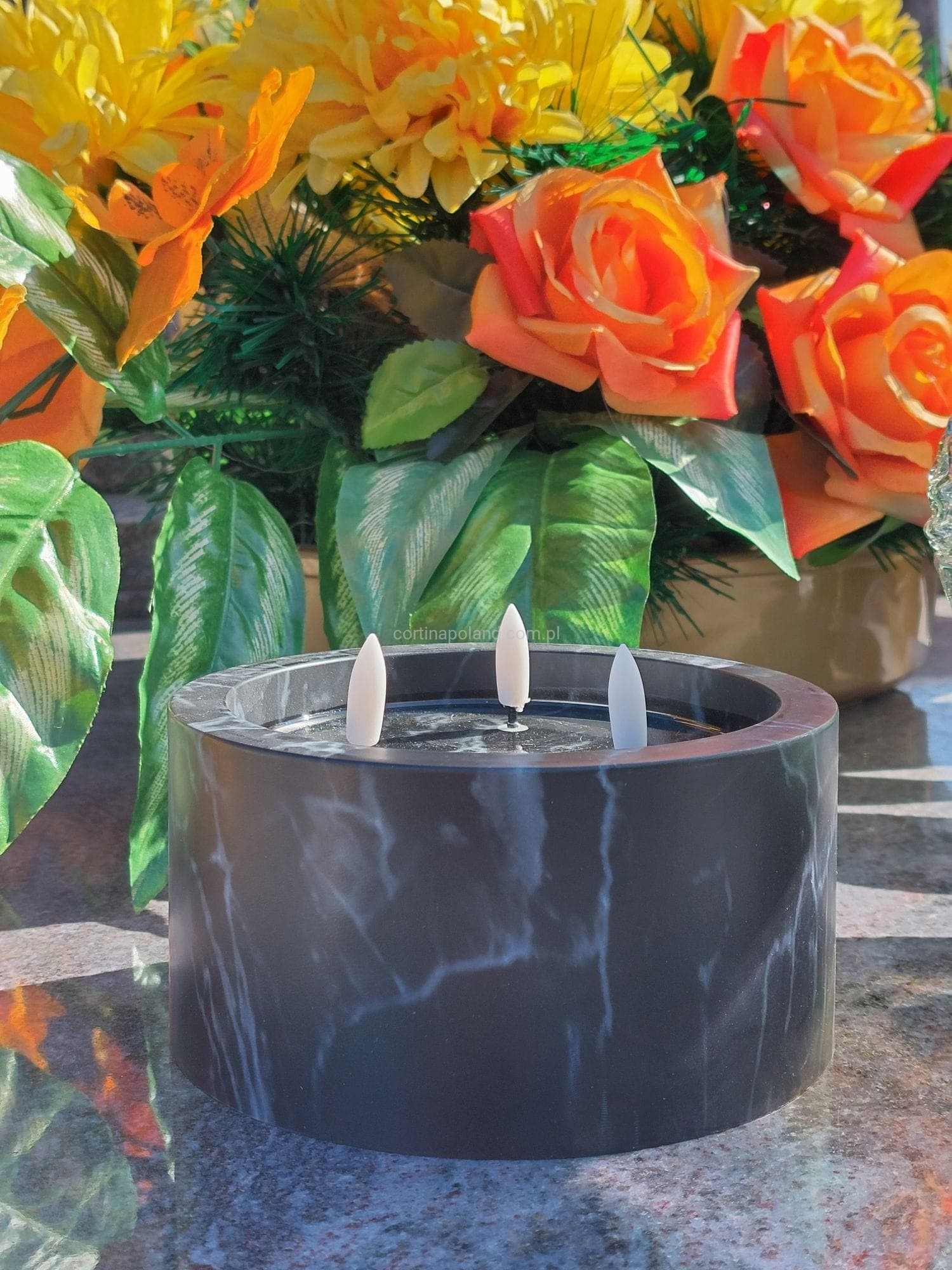 Elegancka Świeca LED 3-Płomieniowa z Efektem Marmuru 🕯️